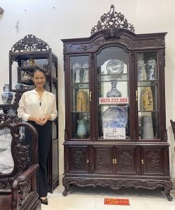 Tủ Bày Đồ Louis 2 Thớt Có Kính