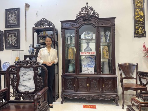 Tủ Bày Đồ Louis 2 Thớt Có Kính