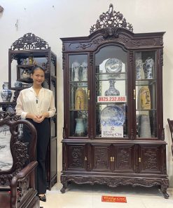 Tủ Bày Đồ Louis 2 Thớt Có Kính