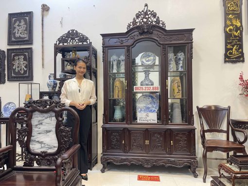 Tủ Bày Đồ Louis 2 Thớt Có Kính