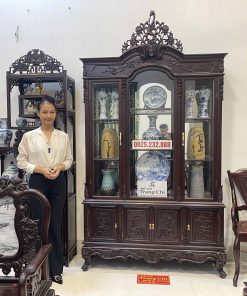 Tủ Bày Đồ Louis 2 Thớt Có Kính