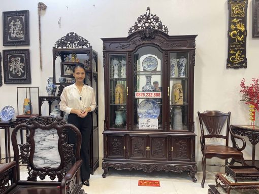 Tủ Bày Đồ Louis 2 Thớt Có Kính