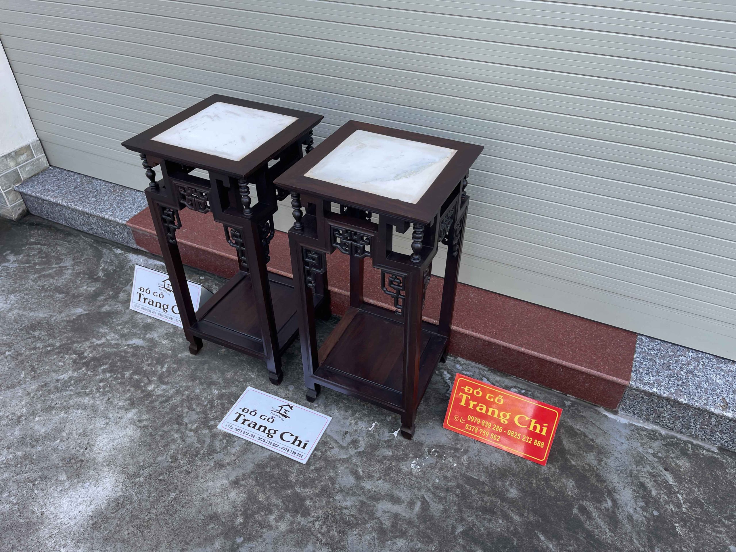 Cặp Đôn Triện Vuông Bày Đồ Lối Tàu 