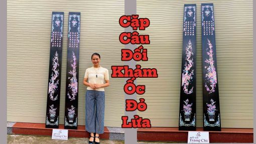 Đôi Câu Đối Khảm Trúc Mai Sum Vầy Khảm Ốc Đỏ