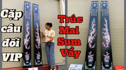 Đôi Câu Đối Khảm Trúc Mai Sum Vầy Khảm Ốc Đỏ