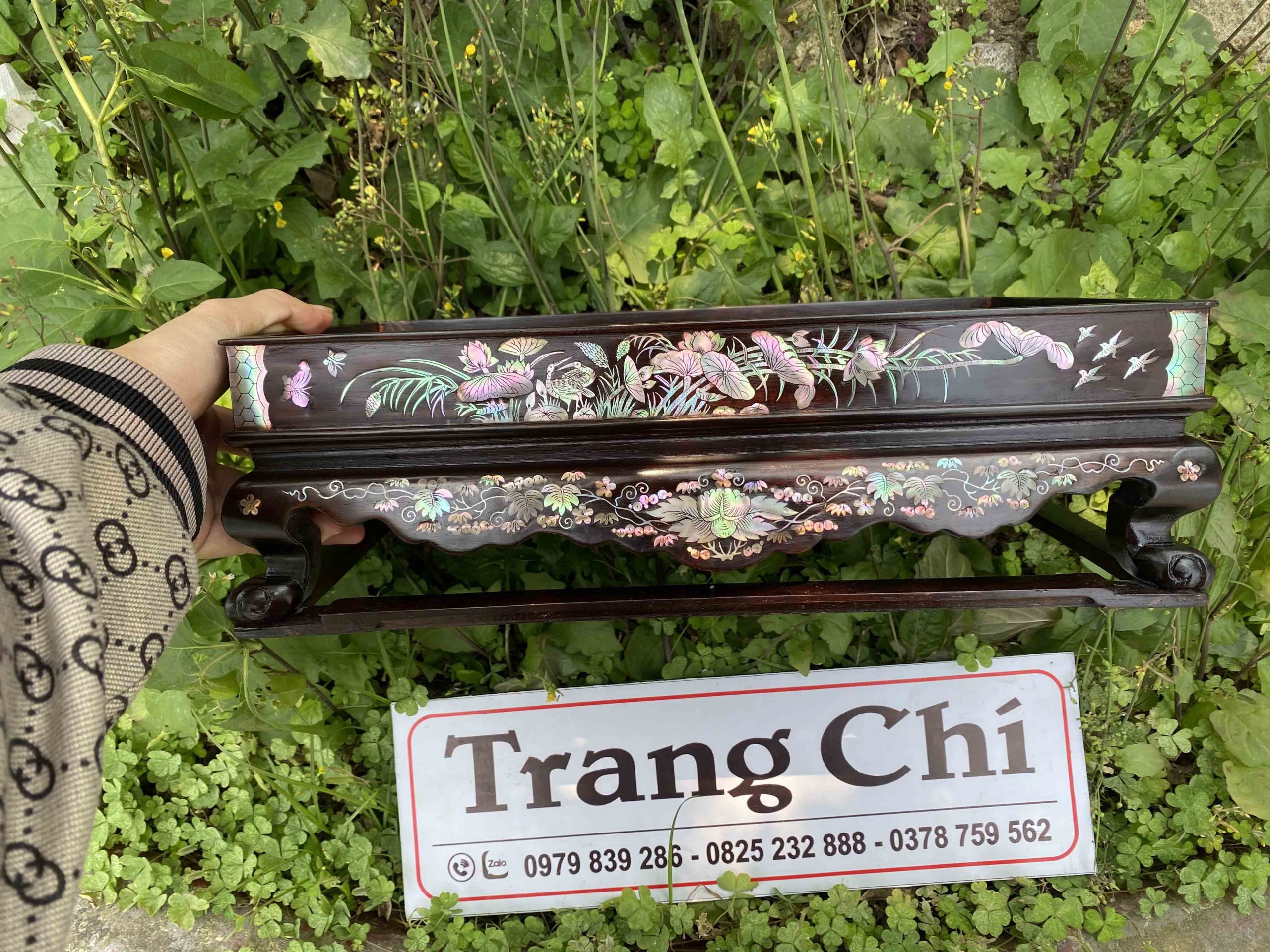 Khay Trà Gỗ Gụ Khảm Cảnh Bốn Mùa