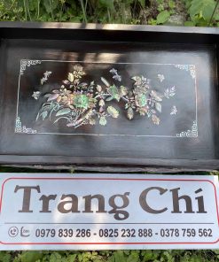 Khay Trà Gỗ Gụ Khảm Cảnh Bốn Mùa