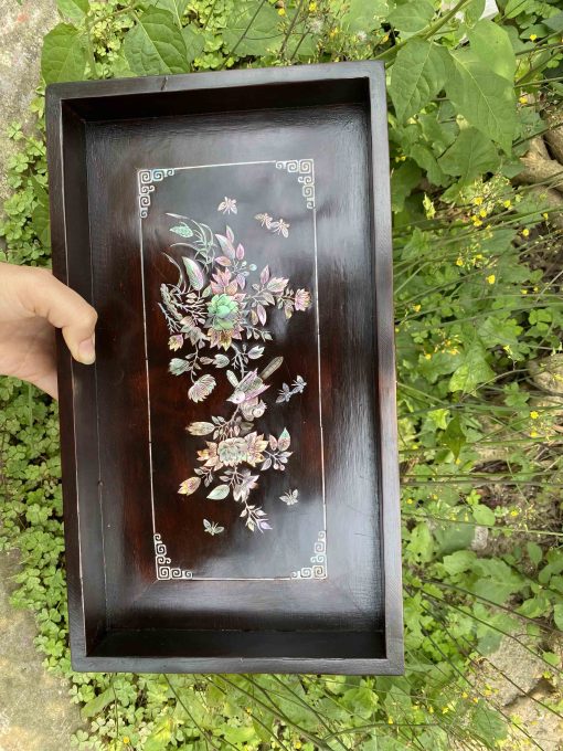 Khay Trà Gỗ Gụ Khảm Cảnh Bốn Mùa