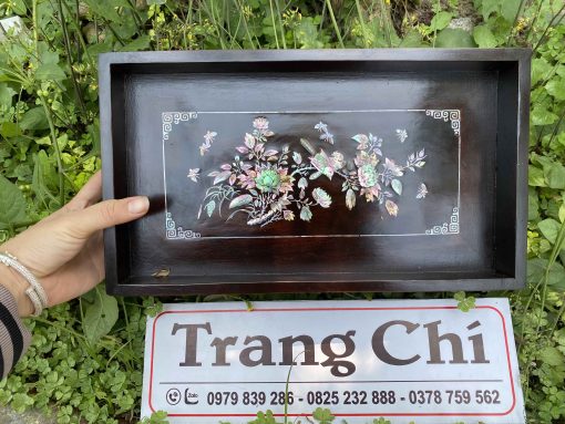 Khay Trà Gỗ Gụ Khảm Cảnh Bốn Mùa
