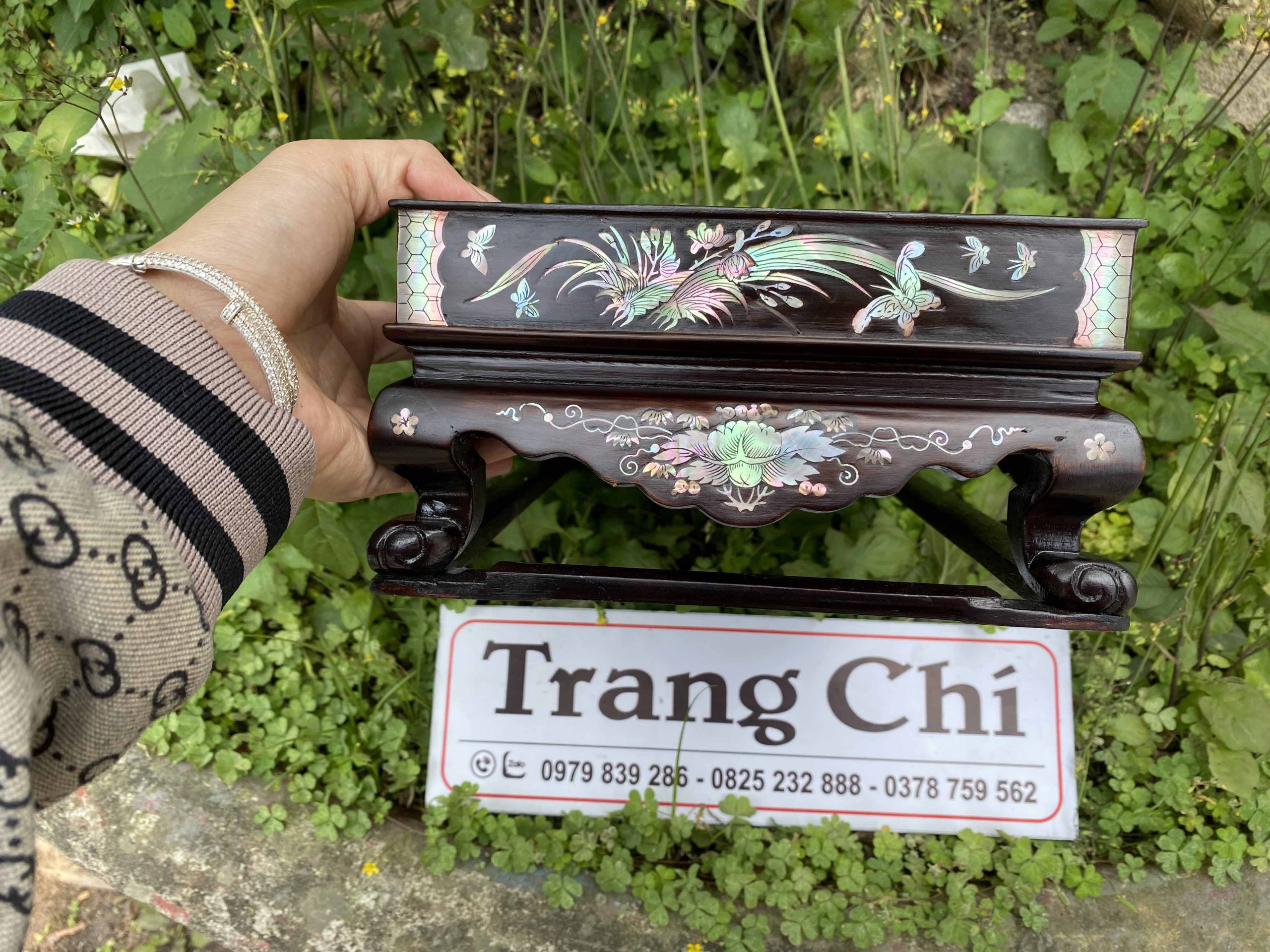 Khay Trà Gỗ Gụ Khảm Cảnh Bốn Mùa