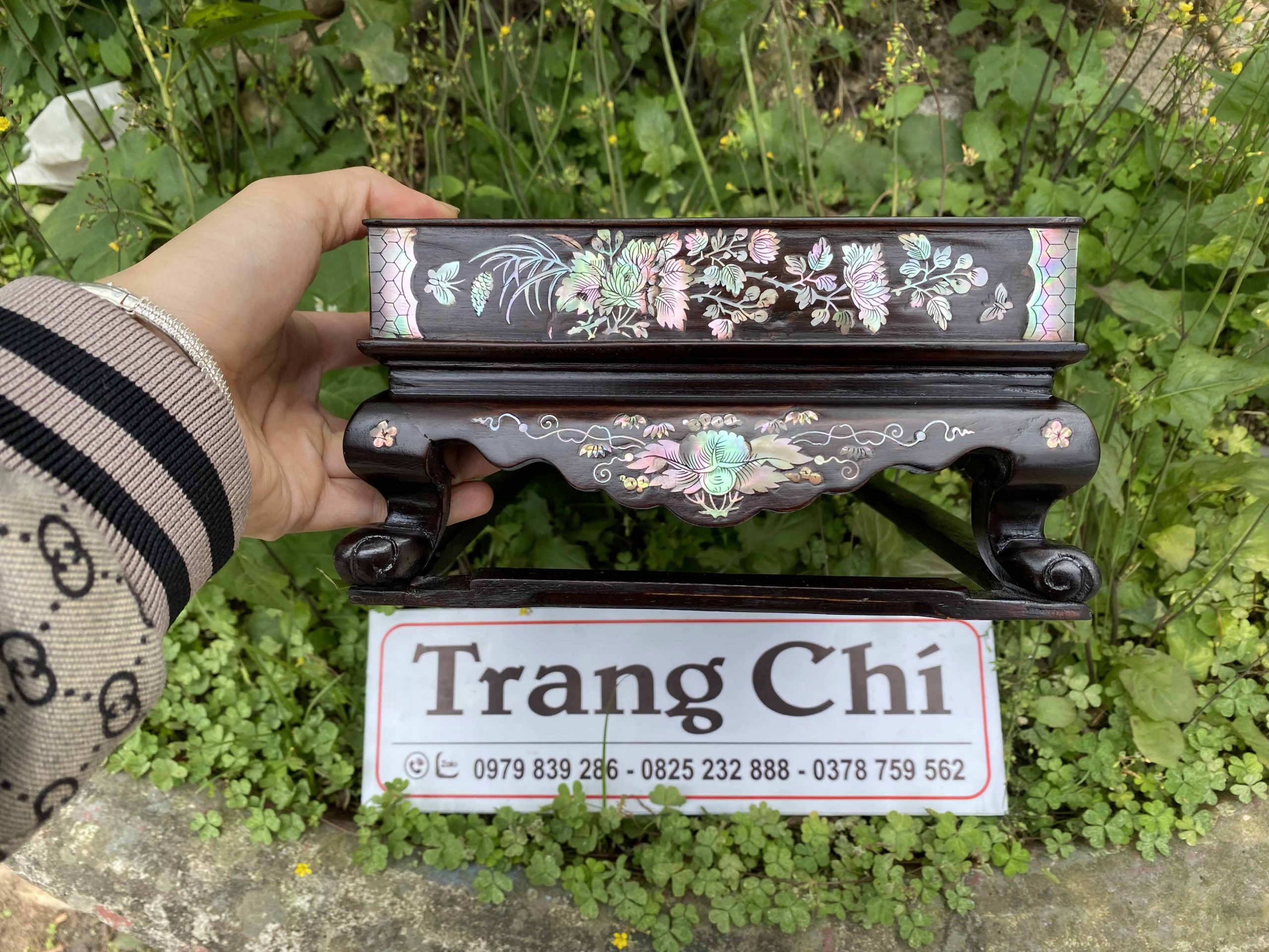Khay Trà Gỗ Gụ Khảm Cảnh Bốn Mùa