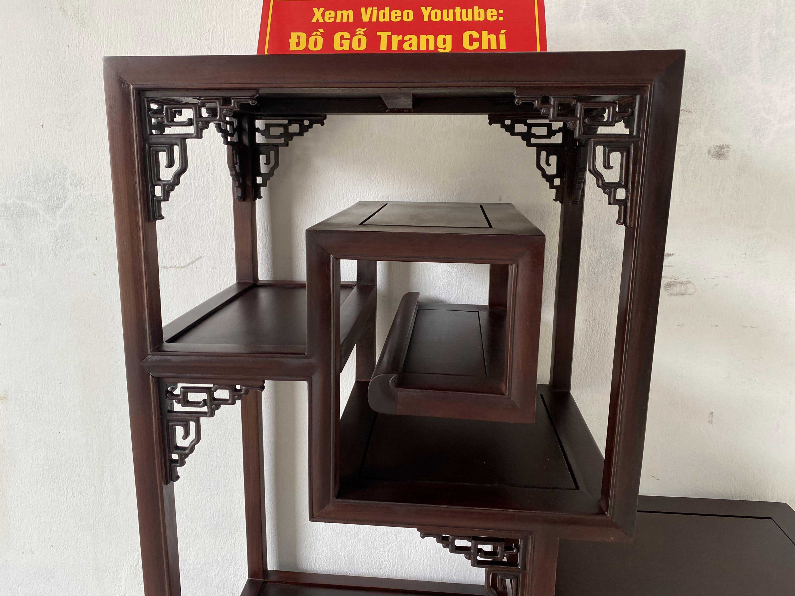 Mẫu Kệ Nhị Sơn Triện Gỗ Gụ Làm Theo Kích Thước