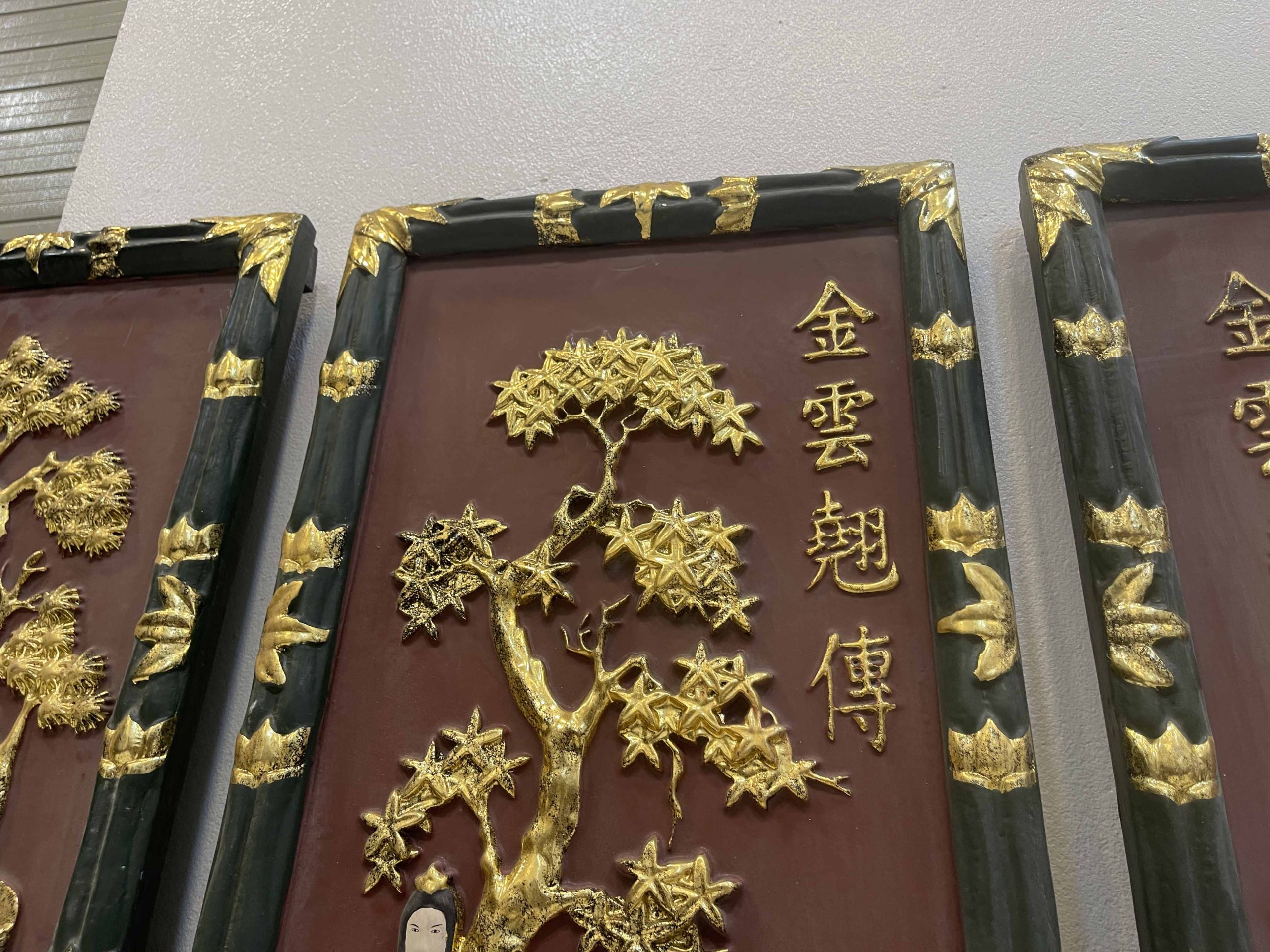 Bộ Tranh Tứ Qúy Tích Truyện Kiều Sơn Thiếc Vàng 