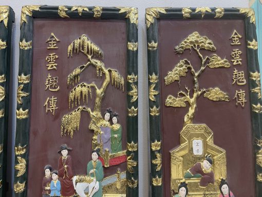 Bộ Tranh Tứ Qúy Tích Truyện Kiều Sơn Thiếc Vàng