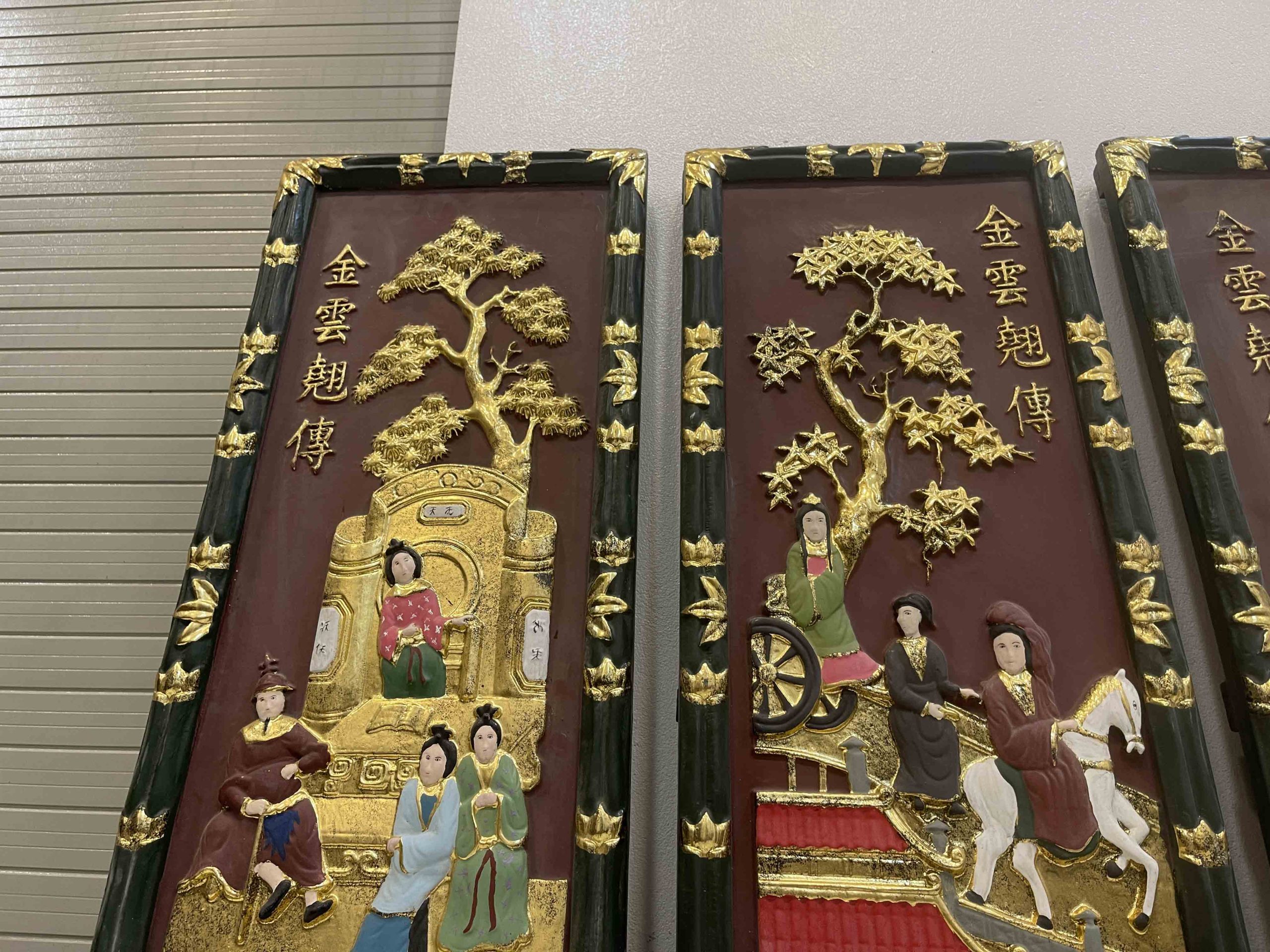 Bộ Tranh Tứ Qúy Tích Truyện Kiều Sơn Thiếc Vàng 