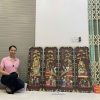 Bộ Tranh Tứ Qúy Tích Truyện Kiều Sơn Thiếc Vàng