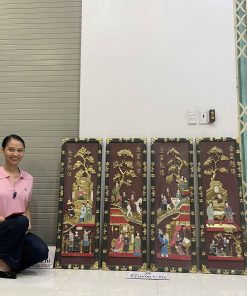Bộ Tranh Tứ Qúy Tích Truyện Kiều Sơn Thiếc Vàng