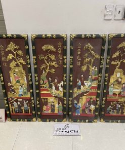 Bộ Tranh Tứ Qúy Tích Truyện Kiều Sơn Thiếc Vàng