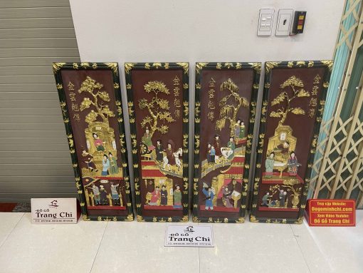 Bộ Tranh Tứ Qúy Tích Truyện Kiều Sơn Thiếc Vàng