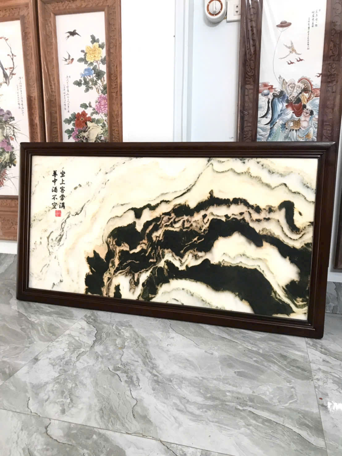 Tranh Đá Vân Tự Nhiên Khung Gỗ 