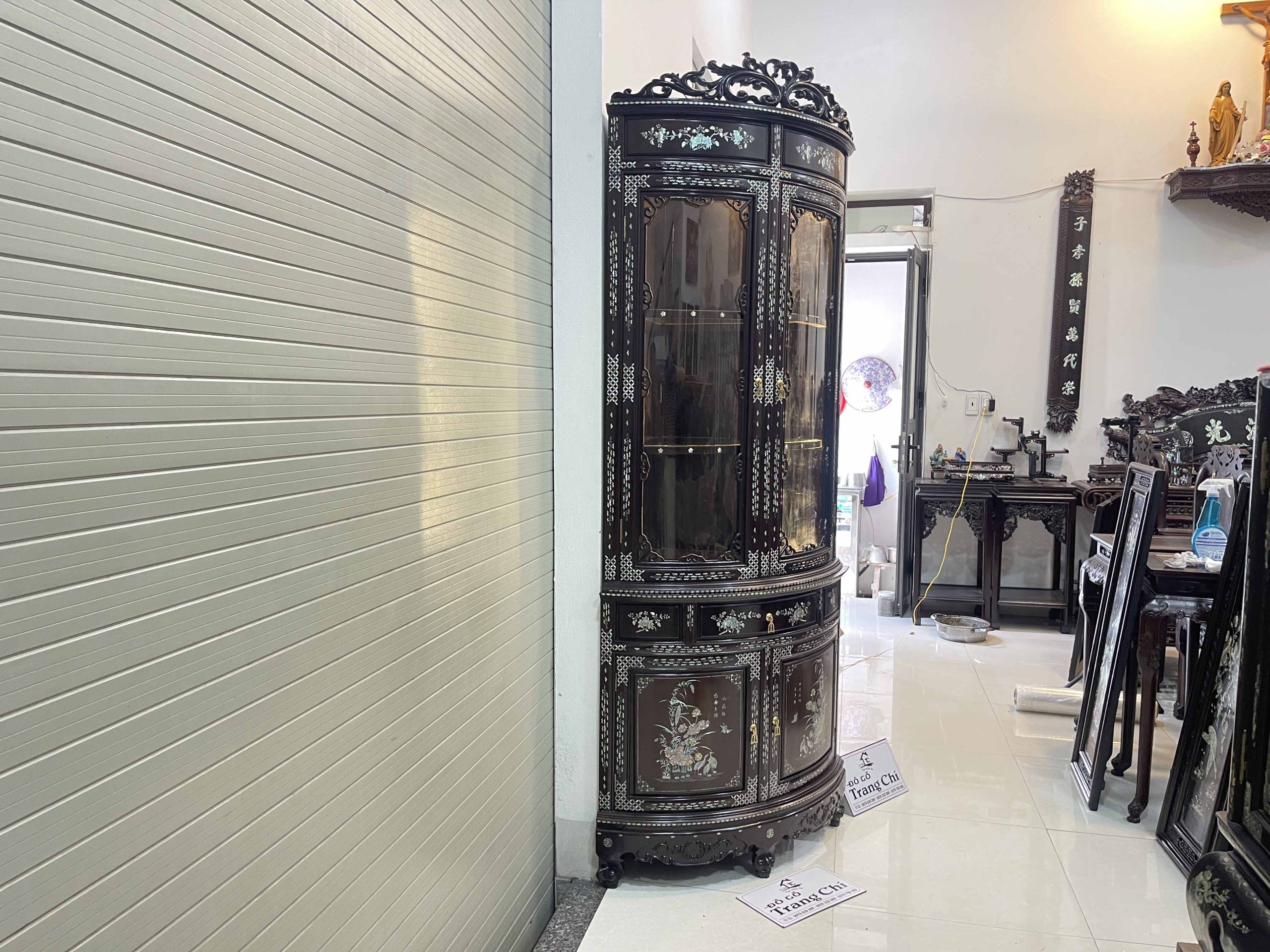 Tủ Góc 60 Bày Đồ Khảm Cẩn Ốc