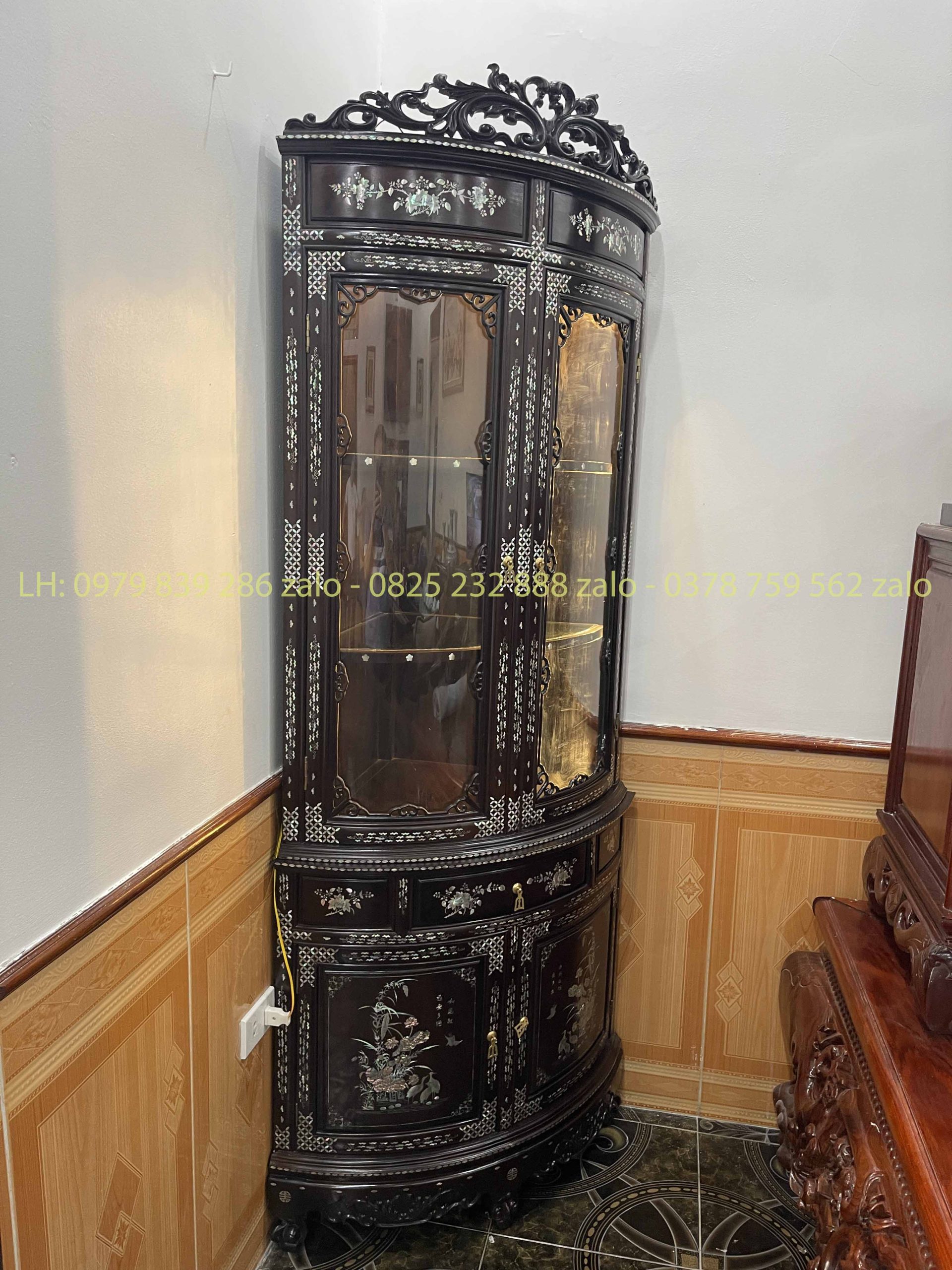 Tủ Góc 60 Bày Đồ Khảm Cẩn Ốc (2) Tủ Góc 60 Bày Đồ Khảm Cẩn Ốc