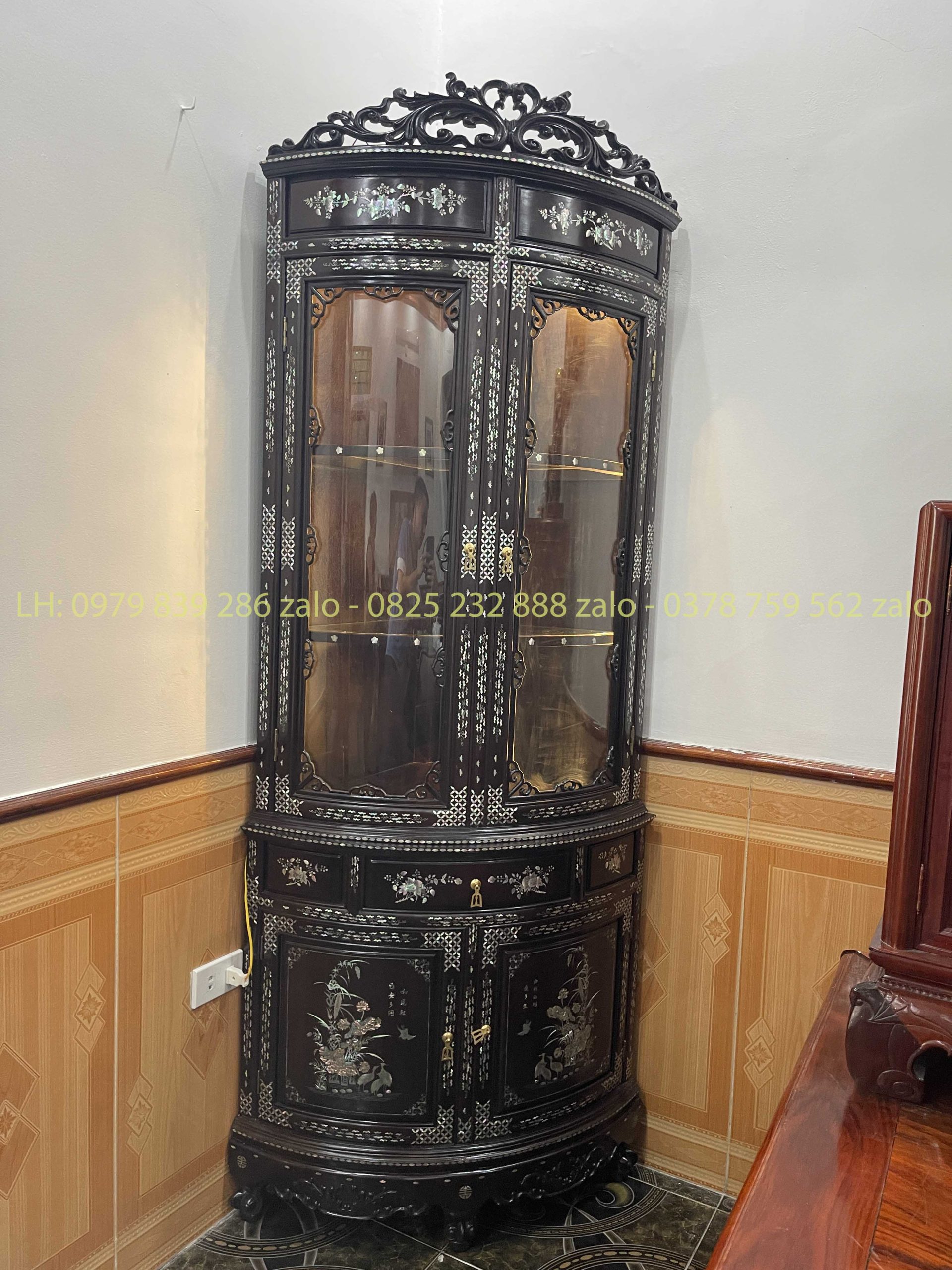 Tủ Góc 60 Bày Đồ Khảm Cẩn Ốc