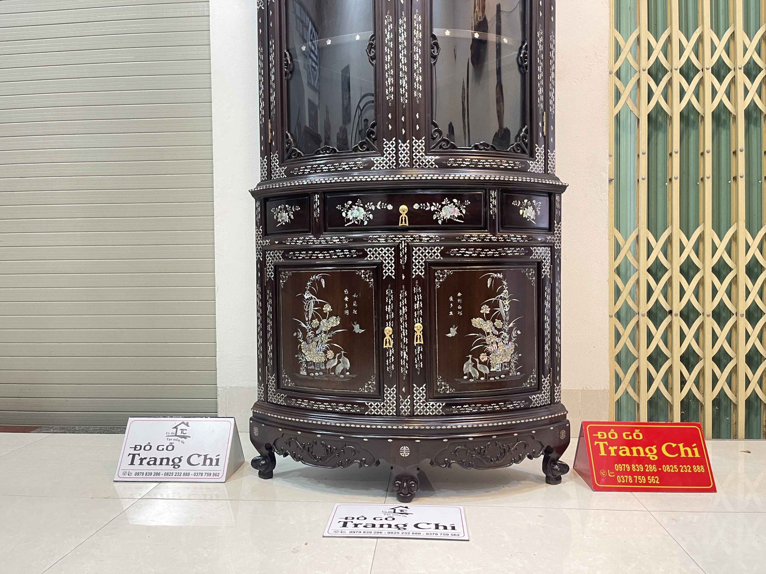 Tủ Góc 60 Bày Đồ Khảm Cẩn Ốc