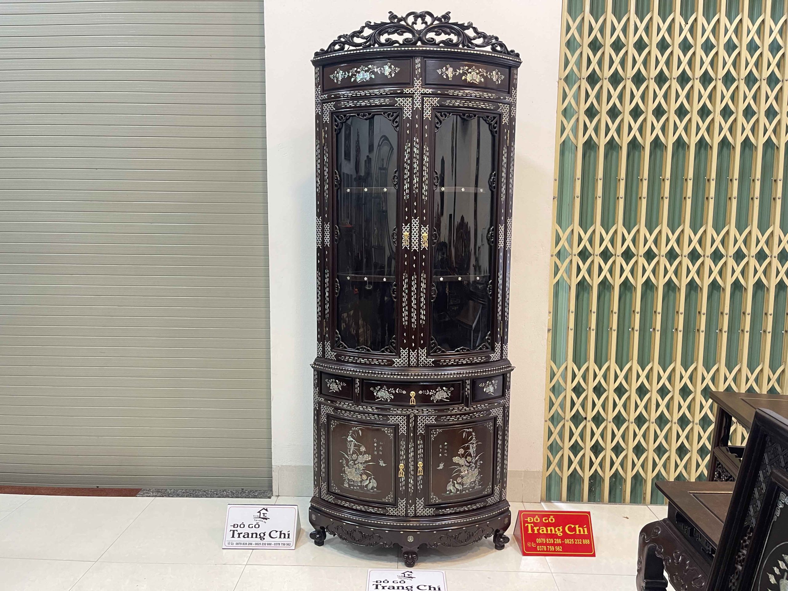 Tủ Góc 60 Bày Đồ Khảm Cẩn Ốc