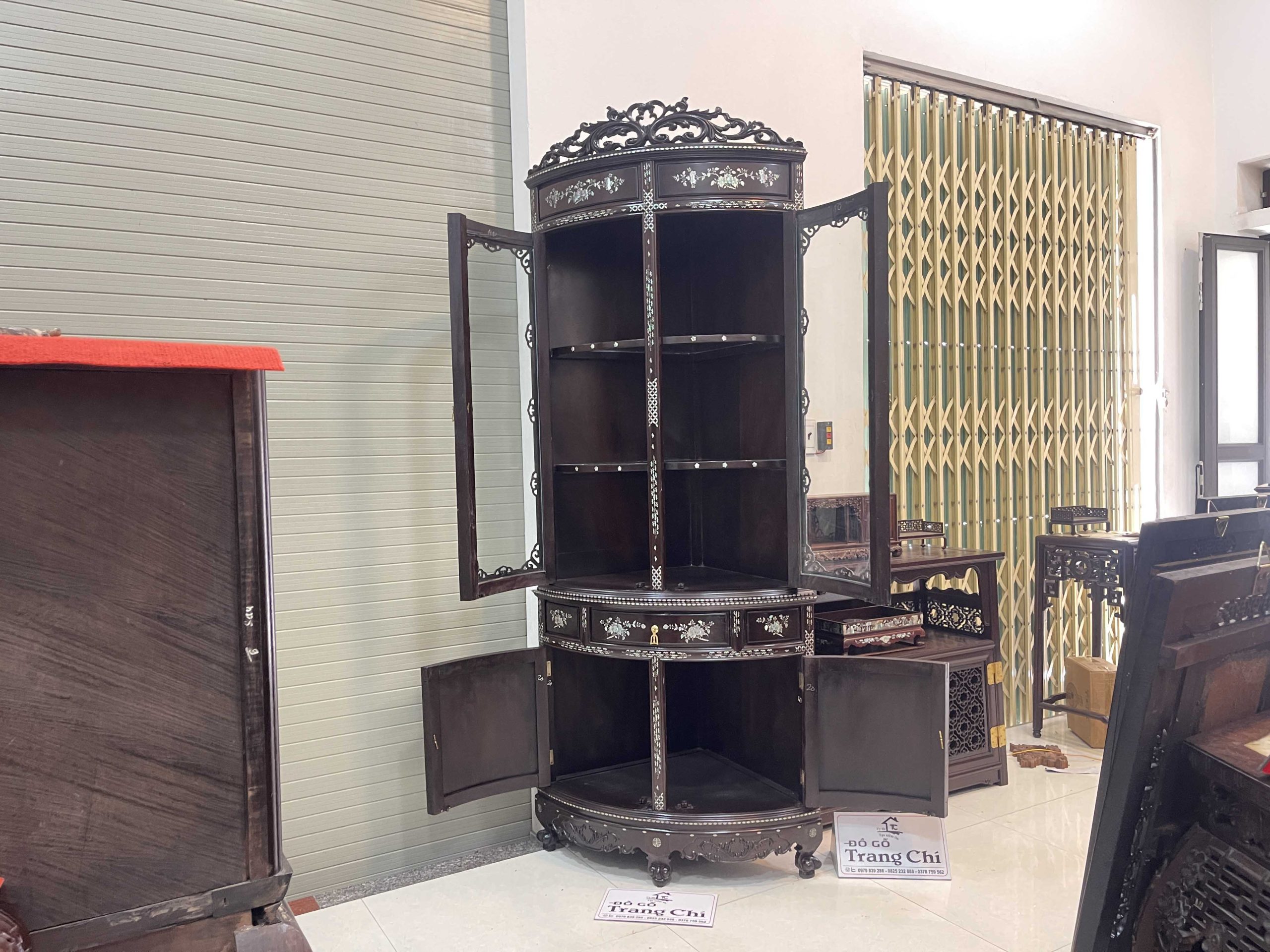 Tủ Góc 60 Bày Đồ Khảm Cẩn Ốc