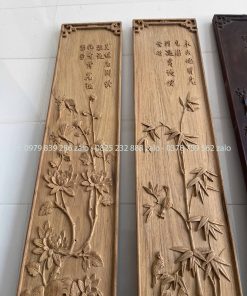 Đôi Câu Đối Đục Chạm Bốn Mùa