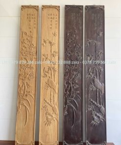 Đôi Câu Đối Đục Chạm Bốn Mùa