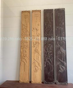 Đôi Câu Đối Đục Chạm Bốn Mùa