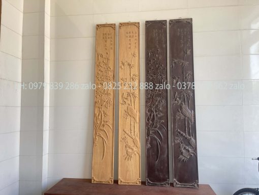 Đôi Câu Đối Đục Chạm Bốn Mùa