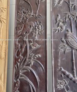 Đôi Câu Đối Đục Chạm Bốn Mùa