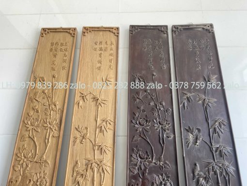 Đôi Câu Đối Đục Chạm Bốn Mùa