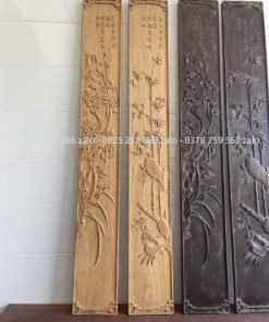 Đôi Câu Đối Đục Chạm Bốn Mùa