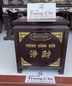 Mẫu Thùng Công Đức Gỗ Gụ Sơn Thiếc