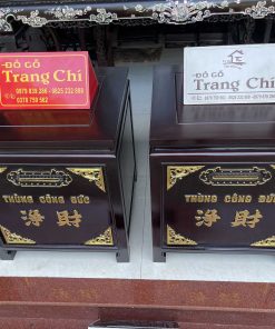 Mẫu Thùng Công Đức Gỗ Gụ Sơn Thiếc