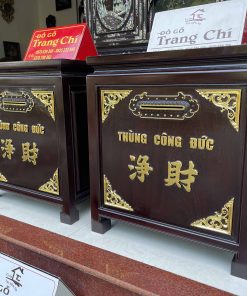 Mẫu Thùng Công Đức Gỗ Gụ Sơn Thiếc