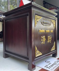 Mẫu Thùng Công Đức Gỗ Gụ Sơn Thiếc