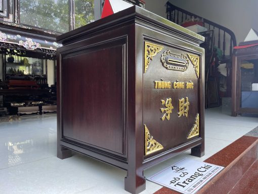 Mẫu Thùng Công Đức Gỗ Gụ Sơn Thiếc