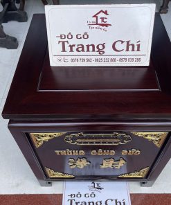 Mẫu Thùng Công Đức Gỗ Gụ Sơn Thiếc