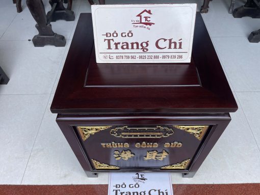 Mẫu Thùng Công Đức Gỗ Gụ Sơn Thiếc
