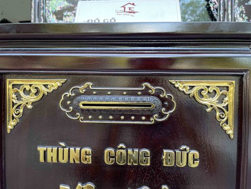 Mẫu Thùng Công Đức Gỗ Gụ Sơn Thiếc