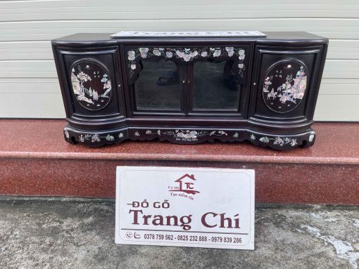 Mẫu Tủ Chè Mini Cánh Cong Khảm Tích