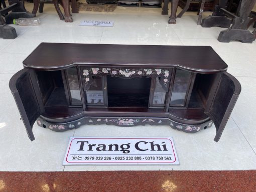 Mẫu Tủ Chè Mini Cánh Cong Khảm Tích