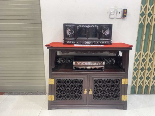 Mẫu Tủ Chè Mini Cánh Cong Khảm Tích