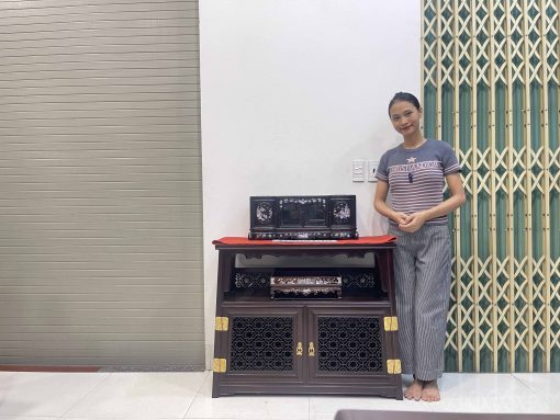 Mẫu Tủ Chè Mini Cánh Cong Khảm Tích