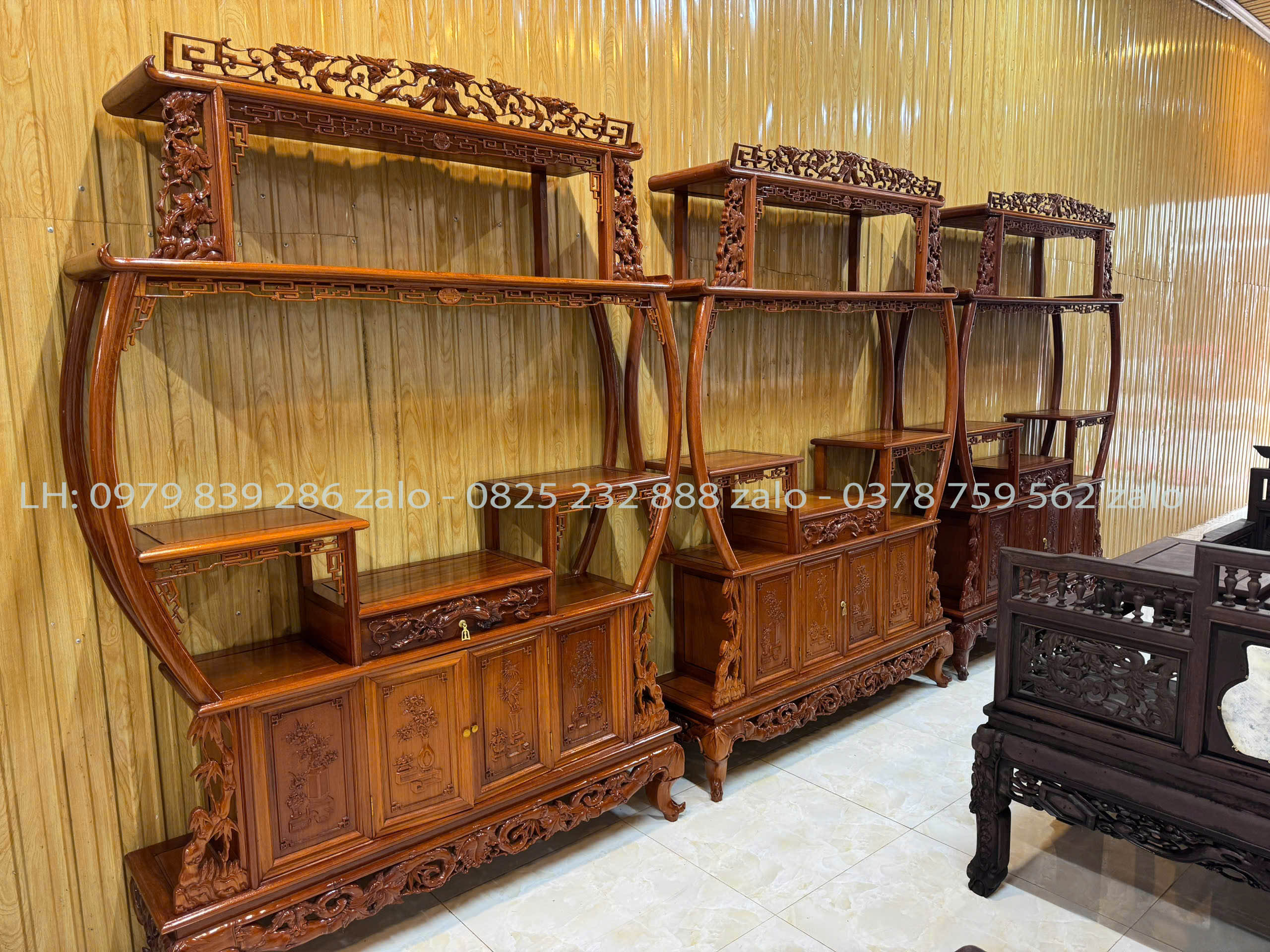 Tủ Bày Đồ Bình Phong Chạm Trúc (10) Tủ Bày Đồ Bình Phong Chạm Trúc